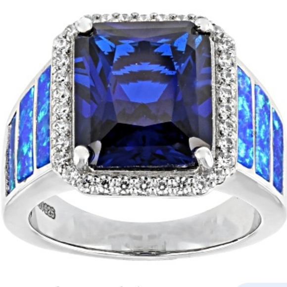 Blue Lab Created Spinel Rhodium Over Sterling Silver Ring. Sz 6! Final P… - Picture 2 of 7